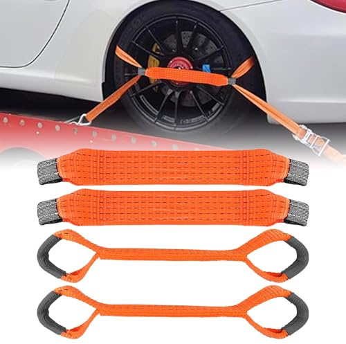 Correas tensoras para transporte de coche, 4 unidades de correa transversal para correa tensora de 50 mm, correas de seguridad de rueda, correa de transporte para coche, moto, coche, moto