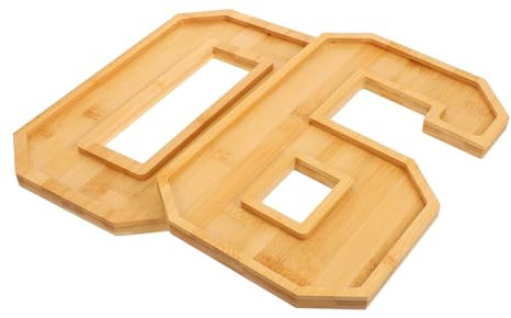Mikinona Wooden Number 60 Charcuterie Board Tray Fillable Large Serving Platter for Birthday Anniversary Party Smooth Polished Surface and Large Capacity for Fruits Snacks
