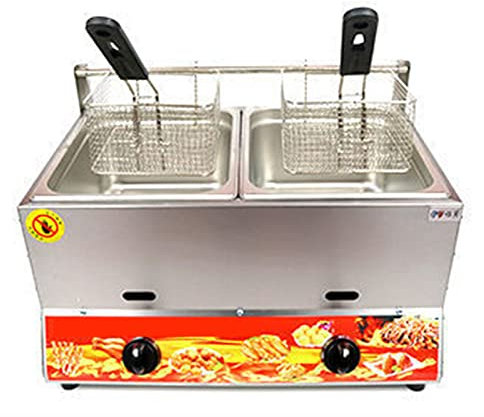 Friteuse professionnelle au GPL avec panier et couvercle – Friteuse à gaz professionnelle pour la cuisine à domicile, idéale pour le poulet et les frites