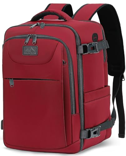 LYNXCHER Handgepäck Rucksack 40x20x25 Klein für Ryanair,Travel Rucksack Bag Reiserucksack für Flugzeug Mit 14 Zoll Laptop, Eurowings für Damen Herren Dunkelrot
