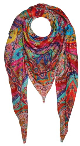 Lorenzo Cana - XXL cashmere seta donna sciarpa panno 50% cashmere 50% seta colorata stampa multicolore 140 x 140 cm fazzoletto cambio sciarpa Stola colorato Pashmina 78637, multicolore, 140 x 140 cm