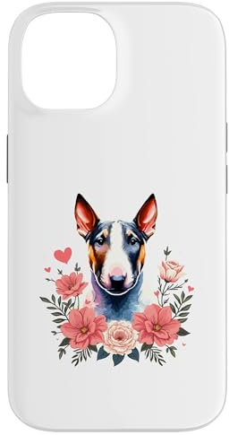 Custodia per iPhone 14 Roses Flowers Miniature Bull Terrier Mini Bull