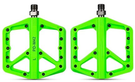 CERFFOOL Fahrradpedale, Plattform aus Nylon, rutschfest, vergrößerte Oberfläche, Achsen aus Chrom-Molybdän-Stahl des Bearing, für Straße, MTB, BMX, 9/16 Zoll, Zubehör für Fahrräder (grün)