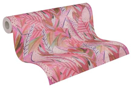 Livingwalls Anna D'Andrea Vliestapete Floral 10,05 m x 0,53 m - Pink, Lila, Rosa, Bunt - Tapete Dschungel - 782203