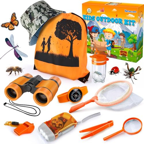 YOPINSAND Set da esplorazione per Bambini, con Zaino, Cappello e binocolo, Giocattolo da Esterno per Bambini, Ragazze e Ragazzi