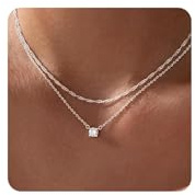 RIXERKOC 2 Stück Halskette Gold Damen, zierliche 18K vergoldete Layering Kette Choker Halskette Wasserfest geschichtetes Goldkette mit CZ Anhänger Trendy Schmuck Geschenke zum Muttertag