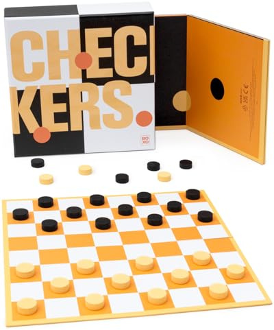 Suck UK Checkers Board Game | Travel Board Games For Adults | Classic Strategy Games for Family | 2 Player Folding Board & Wooden Pieces | Portable Puzzle in Gift Box | Brain Teaser | Game Night Play