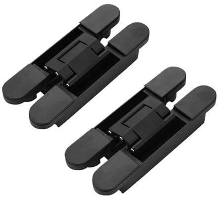 2er-Pack Scharniere, Türscharniere, Möbelzubehör, versteckte Holztür, Falttür, verstellbar, versteckt, Tragkraft: 40 kg(Black)