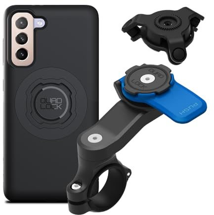QUAD LOCK Lenker Handyhalterung für Motorrad mit Vibrationsdämpfer und MAG Hülle für Galaxy S21
