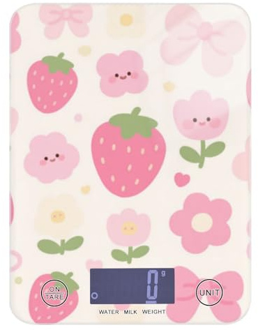 Balance de cuisine mignonne avec motif de fraises roses pour rôtir 5 kg/5 g avec 4 unités pour (utilisateur) (utilisateur) (utilisateur) (utilisateur) pesa para comida