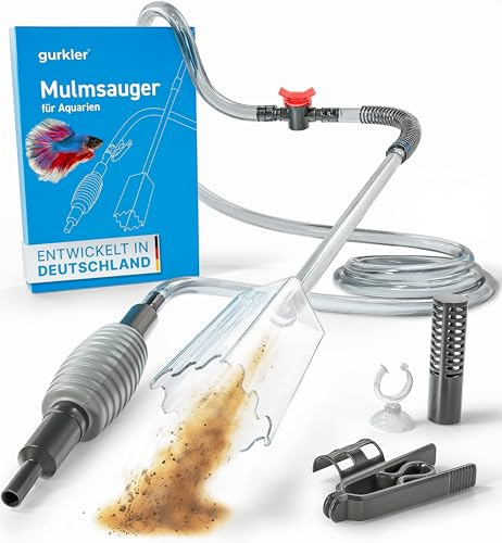 gurkler Mulmsauger Aquarium Sauger - mit Sperrhahn und Knickschutz - Aquarium Reinigungsset mit Zubehör zum Wasserwechsel - Mulmglocke Aquarium ab 25 l
