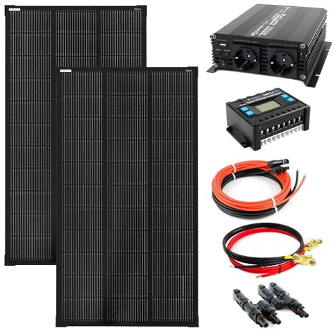 SOLARTRONICS Komplettset 2x 120 Watt Solarmodul 1070x580x35, NM 1000W Wandler Laderegler Photovoltaik Inselanlage