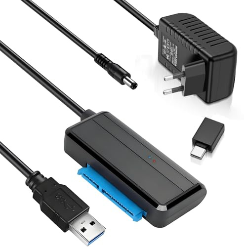 Adaptateur SATA vers USB, USB 3.0 pour disque dur 2,5/3,5 et SSD - Câble USB SATA compatible avec Windows, Mac et Linux, pour sauvegarde, transfert de données et médias