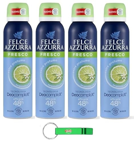 Felce Azzurra Deodorante Spray Fresco Deocomplex, Efficacia 48 ore, Nessuna macchia, 150 ml + Portachiavi Beni Culinari