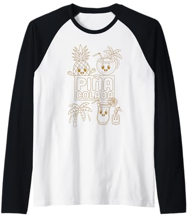 Piña Colada Art Minimaliste Mignon Ananas Mascotte Manche Raglan