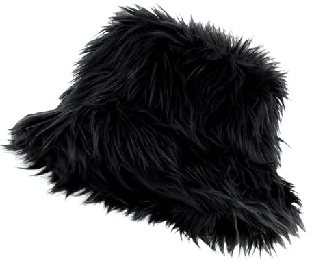 TrendandStylez Plüsch Hut Fischerhut – Flauschiger Fellhut für Damen & Herren, ideales Kostüm Zubehör für Festival, Rave, 90er Party & Fasching, Warme Winter Mütze in vielen Farben