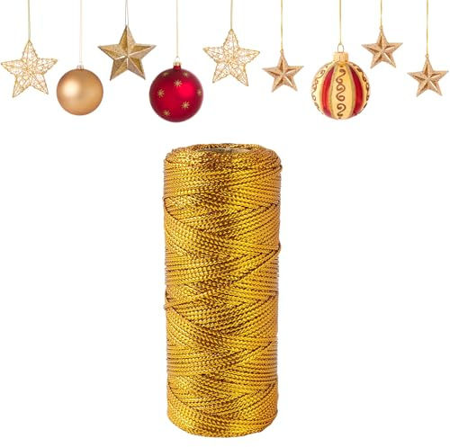 Goldene Kordel 1,5 mm*100 m, Kordel Gold für Bastelprojekte, Goldenes Band, Geschenkband Gold, Goldene Kordels für Geschenkverpackungen, DIY-Dekoration, Hochzeit, Weihnachtsdeko und Partyideen