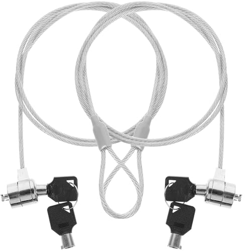 MALUGOGO Lucchetto per Laptop Portatile Chiave e Cavo di Sicurezza | 2 Set, Lega, Design Flessibile, Rotazione a 360 Gradi, Compatibile Monitor e Tablet