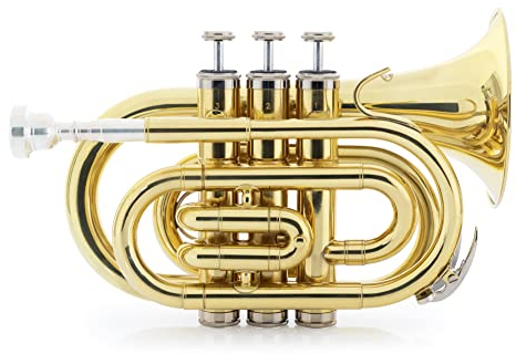 Classic Cantabile Brass TT-500 Bb-Taschentrompete Messing - Trompete im Taschenformat - Messing lackiert - Inklusive Mundstück und Koffer