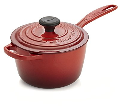 Le Creuset Cacerola distintiva de hierro fundido esmaltado, 1.75 cuartos de galón, color cereza