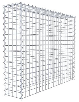GABIONA Cesta para piedra (rectangular, malla de 5 x 5 cm, profundidad de 20 cm, cesta de cultivo tipo 3, cierre de espiral, galvanizada (100 x 80 x 20 cm)