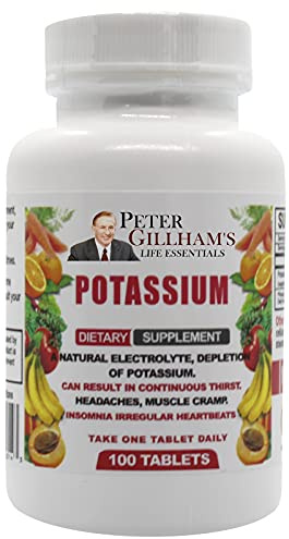 Peter Gillham’s Life Essentials Potassium Gluconate Tablets 595mg, 100 Tablets, Support Electrolyte Balance, Made in USA (Package May Vary)