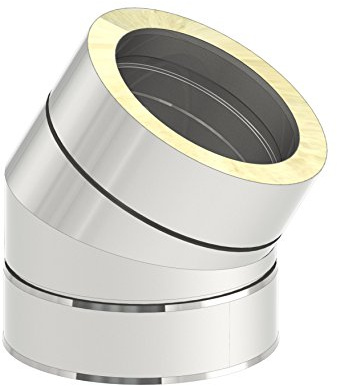 Schornstein - Winkel DW doppelwandig 30° starr, Innendurchmesser 150mm; Innen/Außen je 0,5 mm Wandstärke, Edelstahl