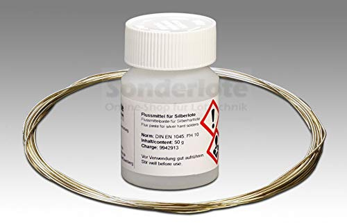3,00 m Silberlot Lotdraht 0,4 mm Hartlot 55% Silber, AT 650 °C und 50 g Flussmittelpaste