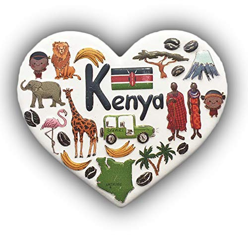 Kenya Aimant 3D en Forme de cœur pour réfrigérateur Souvenirs de Tourisme en résine Stickers magnétiques de réfrigérateur Aimant de réfrigérateur Home & Décoration de Cuisine de Chine