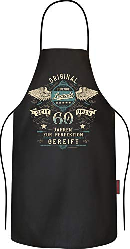 RAHMENLOS Grillschürze Kochschürze Küchenschürze als Geschenk zum 60. Geburtstag Baumwolle