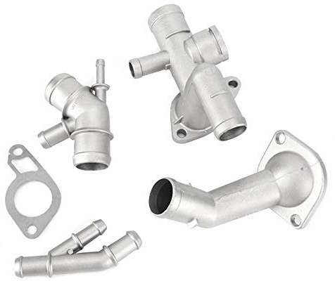 Kit de bridas de manguera de refrigerante de motor de aluminio de 4 piezas/juego apto para Mk4 1.8T 2000-2005 06A121132A (brida de manguera de refrigeración + conexión en T de refrigerante + cu