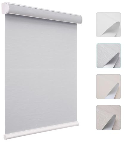Changshade Custom Size Cordless Roller Shades, Blackout Roller Window Blinds with Thermal Insulated for Office, Living Room, Bedroom, Kitchen, Easy Installation,Grey