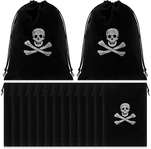 Milisten Piratenbeutel Kordelzug: Schatzbeutel Kordelzug 10PCS Halloween Piratentasche Piratenparty-Taschen 11 * 15CM Aufbewahrungstasche FüR SüßIgkeiten