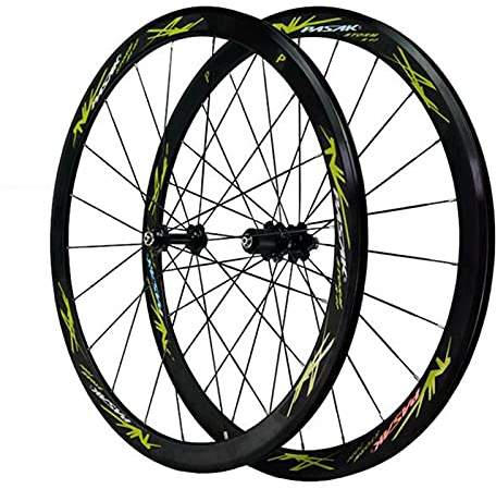 700c Rennrad Felge 28 Zoll Fahrrad Laufrad Hohlkammerfelge Cut 7 8 9 10 11 12-Fach Für C/V-Brakes/Felgenbremse QR (Color : Black hub Green)