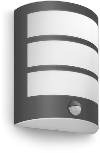 Philips myGarden LED Python Wandaußenleuchte mit Bewegungsmelder, 6W, kaltweißes Licht 4.000K, integriertes Leuchtmittel, Anthrazit,