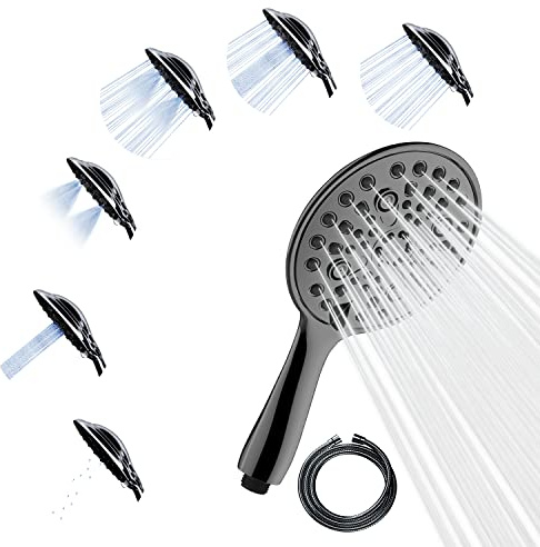 SparkPod 6-Function High Pressure Shower Head - 6 Wide Angle Handheld Shower Head Set with 70 Inch Long Hose - Luxury Design (6 Function, Charcoal Grey)