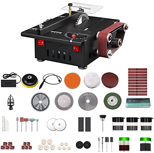 Mini Sega Da Banco E Levigatrice A Nastro Da 300W Con Asta Di Prolunga,Kit Di Foratura Per Intaglio Per Rettifica,Sega Circolare Da Tavolo Velocità Variabile,Profondità Di Taglio 30Mm,Type Luxury