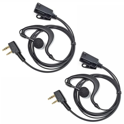 HYSHIKRA Walkie Talkie Earpiece with mic, 2 Pin Headset with PTT | Compatible with Kenwood eSnic Retevis Baofeng UV-5R Radio Ear Piece for Security Bodyguard