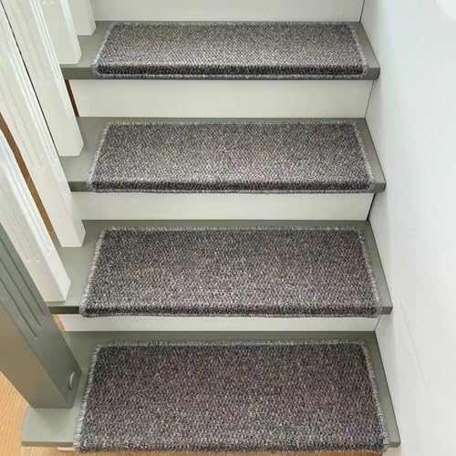 Stufenmatten Simulierter Sisal Weicher Treppenmatten, Rutschfeste Treppenstufen Treppen Teppich Selbstklebend für Holzstufen Innen, Komfortabel Stufenschutz Treppenschoner für Kinder Ältere und Hunde