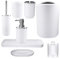 8 Pieces Bathroom Accessories Set White- Bathroom Bin,Toilet Bowl Brush,Hand Soap Dispenser, Mouthwash Cup, Toothbrush Holder, Toothpick Holder, Soap Dish, Holder Tray - Bathroom Accessory