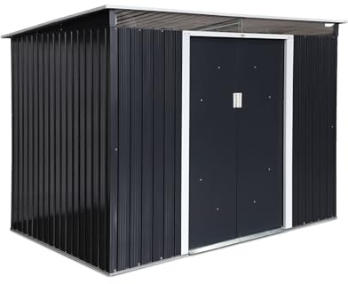 sweeek - Abri de Jardin en métal Couleur Anthracite 4.85m² avec puits de lumière - AUDOMAROIS-