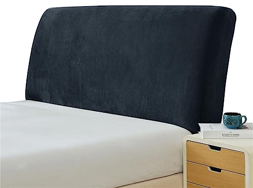 HonunGron Bettkopfteil Hussen Bett Kopfteil Bezug, Weicher Strecken Samtstoff Staubdicht,Bettkopfschutzbezug für Schlafzimmerdekoration,Samt Stoff (Schwarz,180-200 cm)
