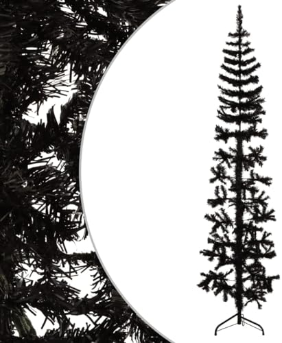 Home Outdoor OthersSchmaler künstlicher halber Weihnachtsbaum mit Ständer, schwarz, 210 cm