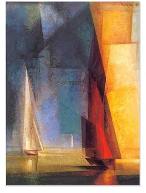 RXNHGJDS Rahmenlos BerüHmte GemäLde Als Poster,Lyonel Feininger GemäLde auf Leinwand,Stiller Tag am Meer III,Wandbilder Modern Abstrakt85x60cm(33x24in)
