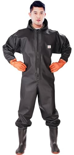 BALAMLB Anglerhose, Watthosen Herren Wasserdicht Mit Stiefel, wasserdichte Anglerhose, Teichhose, Rdichte, Atmungsaktive, Für Baustellen, Angeln, Bauernhöfe, Gärten B,43