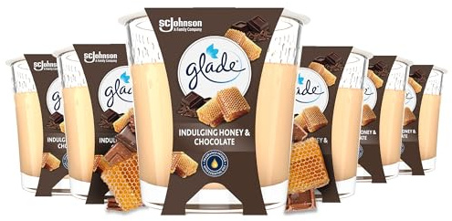 Glade Duft-Kerze im Glas, Honey & Chocolate, bis zu 27 Stunden Brenndauer, 6er Pack (6 x 112g)