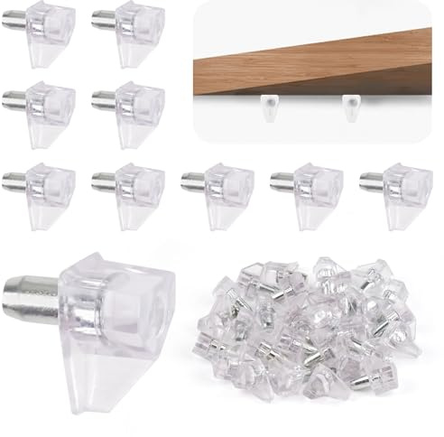 Regalstütze, 30 Stück, 3 mm, transparenter Kunststoff, Regalhalterungen & Stützen, Metallstift, Küchenschrank-Heringe für Bücherregale, Möbelhalter
