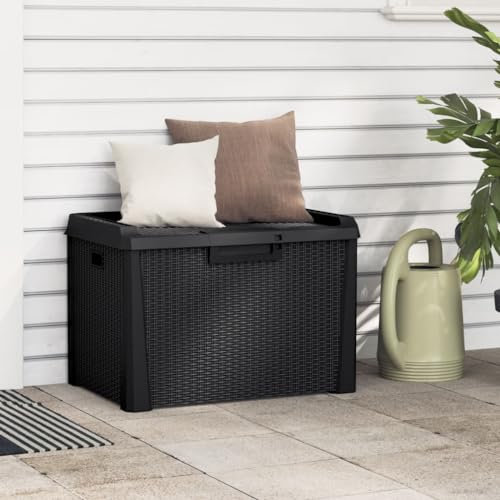 TEHTX7 Auflagenbox Garten Balkon Gartentruhe Gartenbox Anthrazit 125 L PP