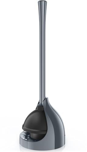 LOVLOY WC-Saugglocke mit Halter, Kolben mit einzigartigem Halter für 14,5 cm WC-Abfluss, Kolben für Badezimmer mit Halter, WC-Saugglocke strapazierfähig (1, Grau)