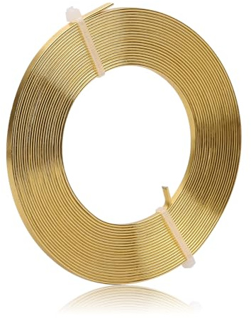 Hilo plano de aluminio - 3 x 1 mm - 5 m de ancho - Hilo plano para la fabricación de joyas, estampado, modelado, robinetería, fabricación de joyas - Amarillo dorado